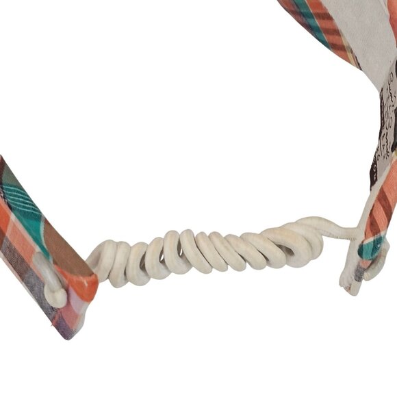 Ladies Athleisure Golf Sun Hat Visor Tennis Poolside Beachy Orange Blue Plaid - Picture 6 of 11